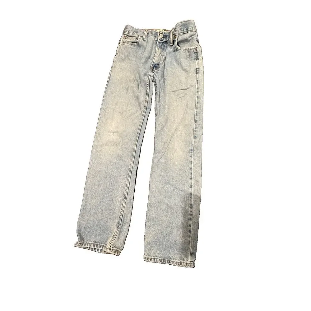 Levis 505 Mens 30x32 Light Wash Blue Denim Jeans Straight Fit Red Tab